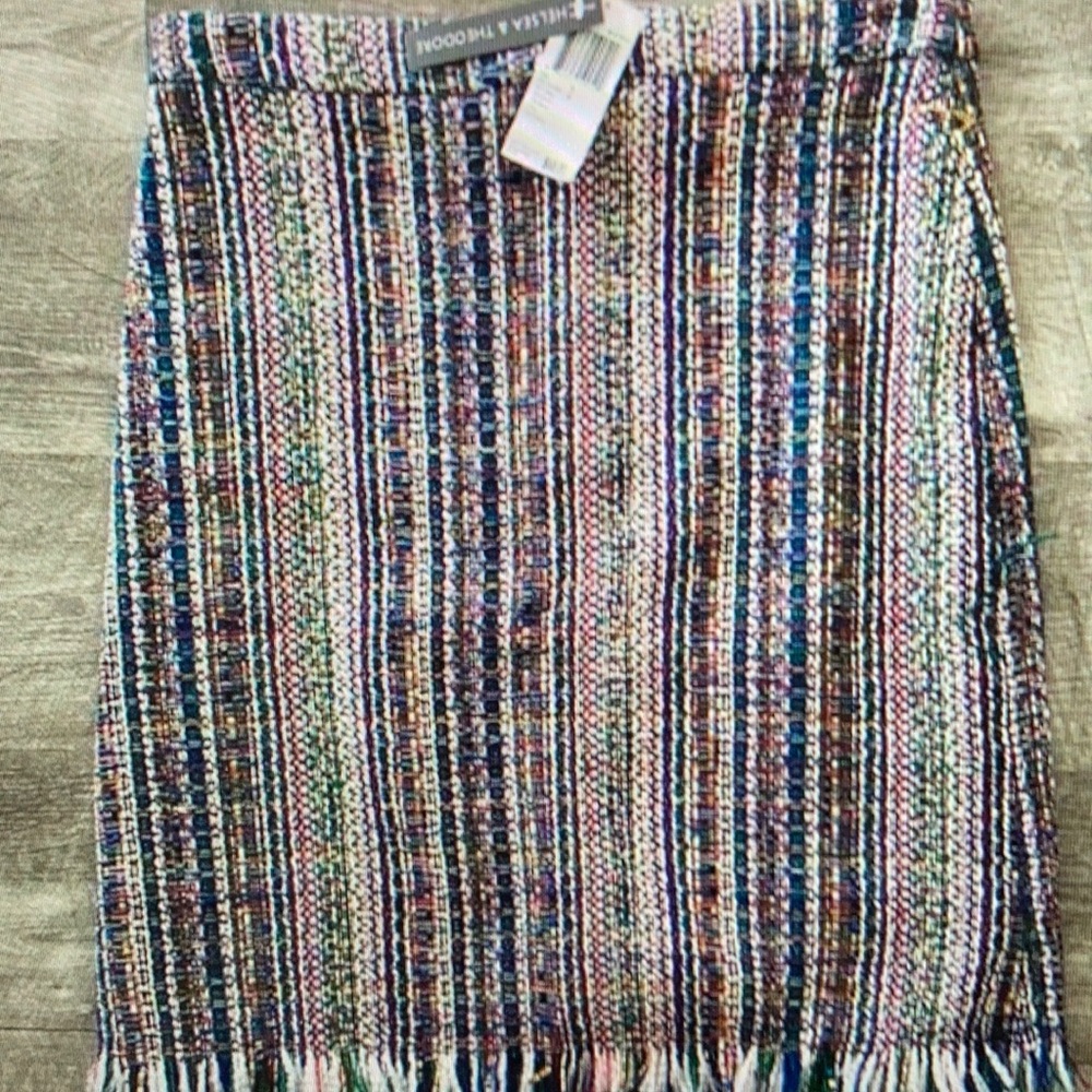 Chelsea & Theodore tweed fringe skirt